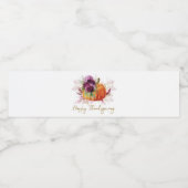 Étiquette Pour Bouteilles D'eau Bourgogne Floral Thanksgiving (Étiquettes simples)