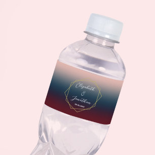 Étiquette Pour Bouteilles D'eau Bourgogne Nuit Rose Ombre Géométrique Mariage