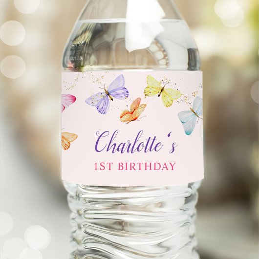 Étiquette Pour Bouteilles D'eau Bouteille d'aquarelle 1er anniversaire