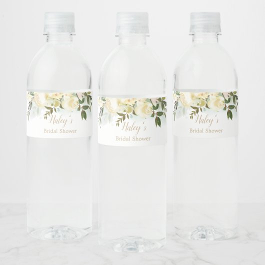 Étiquette Pour Bouteilles D'eau Bouteille d'eau Baby Shower verdure rose blanche (Bouteilles)