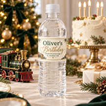 Bouteille d'eau d'anniversaire Train de Noël Vinta