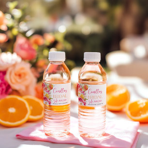 Étiquette Pour Bouteilles D'eau Bouteille d'eau de mariage floral citrus lumineux