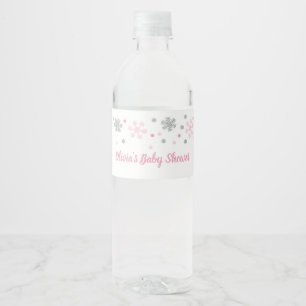Étiquette Pour Bouteilles D'eau Bouteille d'eau d'hiver Étiquette Pink Silver Snow