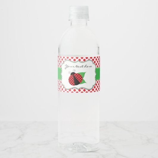 Étiquette Pour Bouteilles D'eau Bouteille d'eau Ladybug Étiquette-vert et rouge (Devant)
