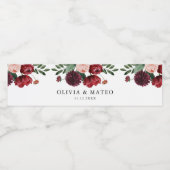 Étiquette Pour Bouteilles D'eau Bouteille d'eau Mariage à fleurs de Bourgogne (Étiquettes simples)