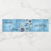 Étiquette Pour Bouteilles D'eau Bouteilles d'eau florale bleu (Étiquettes simples)