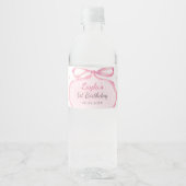 Étiquette Pour Bouteilles D'eau Boutique Bow rose 1er anniversaire (Devant)