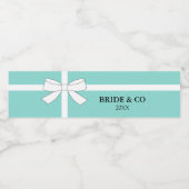 Étiquette Pour Bouteilles D'eau BRIDE Turquoise Bleu Et Blanc Bow Tiara Party (Étiquettes simples)