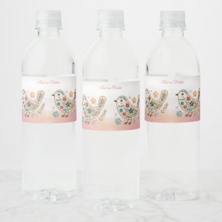 Étiquette Pour Bouteilles D'eau Broderie florale de Little Bird Rose