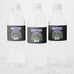 Étiquette Pour Bouteilles D'eau Brother Of The Birthday Boy Gamer Cadeau