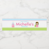Étiquette Pour Bouteilles D'eau Brunette Cute Princesse et Dragon Anniversaire (Étiquettes simples)