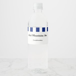 Étiquette Pour Bouteilles D'eau Bureau Code QR et Rayures Bleu Marine Exécutif