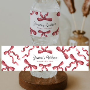 Étiquette Pour Bouteilles D'eau Burgundy Bow