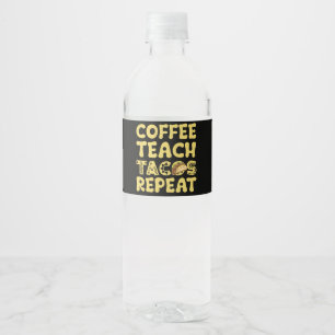 Étiquette Pour Bouteilles D'eau Café Enseigner Tacos Répéter Cinco De Mayo Enseign