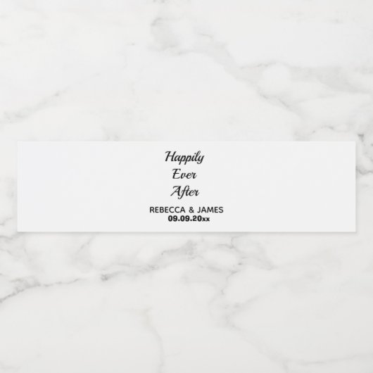 Étiquette Pour Bouteilles D'eau Calligraphie Blanc Heureux Jamais Après Mariage (Étiquettes simples)