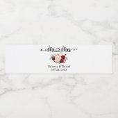 Étiquette Pour Bouteilles D'eau Calligraphie Coeur M. et Mme Floral Mariage (Étiquettes simples)