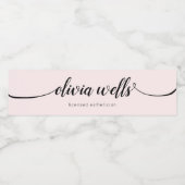 Étiquette Pour Bouteilles D'eau Calligraphie manuscrite simple rose clair (Étiquettes simples)