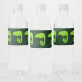 Étiquette Pour Bouteilles D'eau Caméléon mignon vert (Bouteilles)