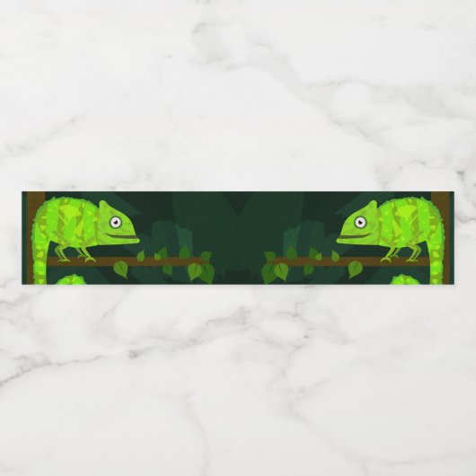 Étiquette Pour Bouteilles D'eau Caméléon vert mignon (Étiquettes simples)