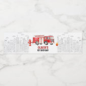 Étiquette Pour Bouteilles D'eau Camion À Feu, Moteur D'Incendie, Son Alarme (Étiquettes simples)