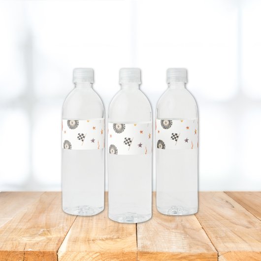 Étiquette Pour Bouteilles D'eau Camions Chauffeurs de course Aquarelle moderne Bla