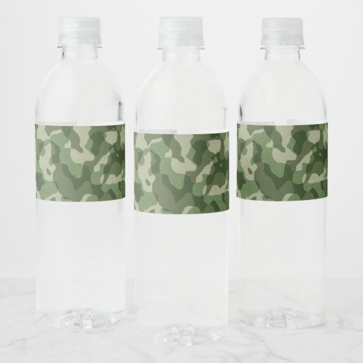 Étiquette Pour Bouteilles D'eau Camo vert (Bouteilles)