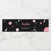 Étiquette Pour Bouteilles D'eau Candyland noir et rose (Étiquettes simples)