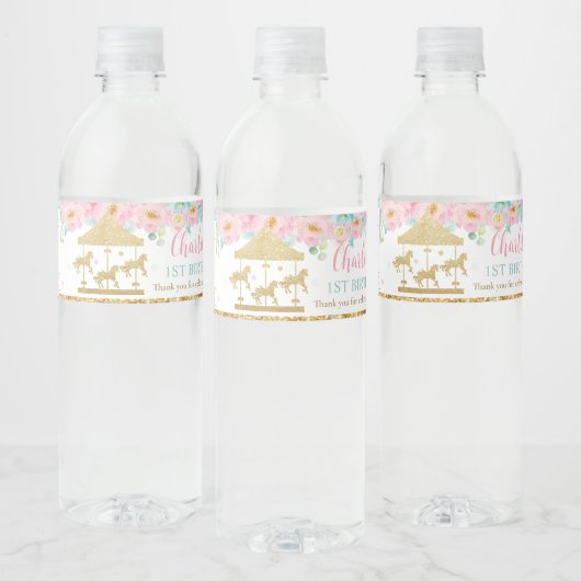 Étiquette Pour Bouteilles D'eau Carnaval de Monnaie Rose (Bouteilles)