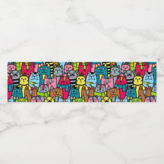 Étiquette Pour Bouteilles D'eau Cat et kitten (Étiquettes simples)