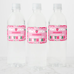 Étiquette Pour Bouteilles D'eau Célébration du premier anniversaire à la fraise