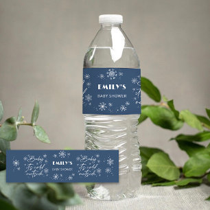 Étiquette Pour Bouteilles D'eau C'est Froid Dehors Flocons de Neige Bleu Baby Show