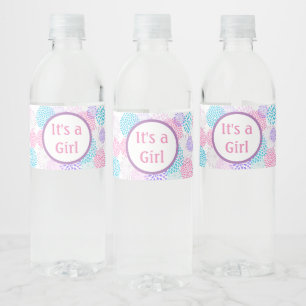 Étiquette Pour Bouteilles D'eau C'est une fille rose violet et Turquoise