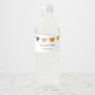 Étiquette Pour Bouteilles D'eau Chaîne de cœurs Mariage personnalisé de la mariée