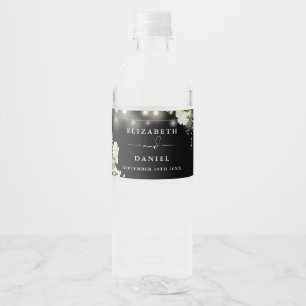 Étiquette Pour Bouteilles D'eau Chaîne Éclairant Floral Noir Et Blanc Mariage