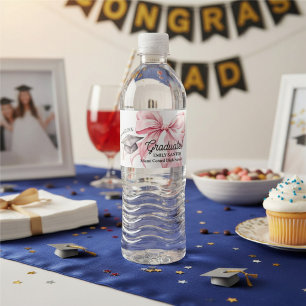 Étiquette Pour Bouteilles D'eau Chapeau de remise des diplômes avec noeud rose dip