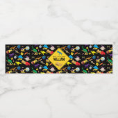 Étiquette Pour Bouteilles D'eau Chariots de construction Dinosaures dans l'espace  (Étiquettes simples)