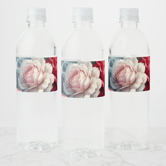 Étiquette Pour Bouteilles D'eau Charme Floral Rose intemporel (Bouteilles)