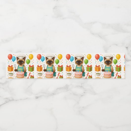 Étiquette Pour Bouteilles D'eau Chat Anniversaire Thème (Étiquettes simples)