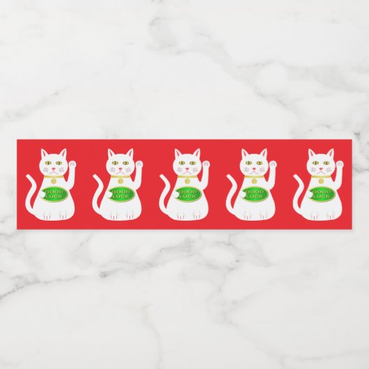 Étiquette Pour Bouteilles D'eau Chat Oriental Lucky Patterned (Étiquettes simples)