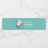 Étiquette Pour Bouteilles D'eau Chat Sirène Sous La Mer Cute Fille Anniversaire Bl (Étiquettes simples)