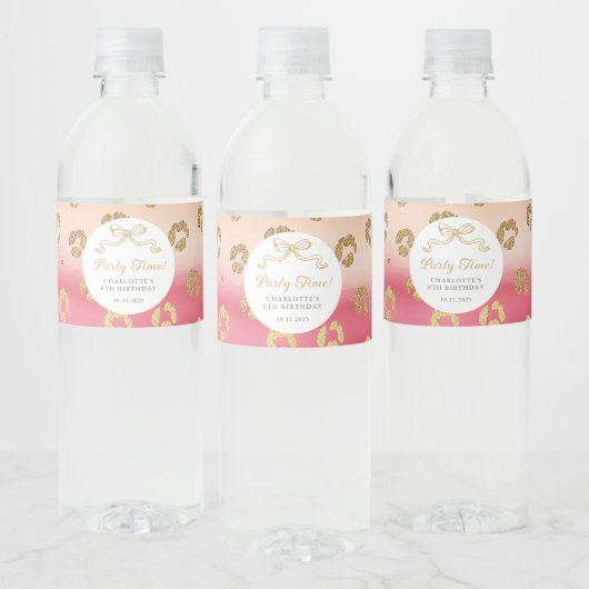 Étiquette Pour Bouteilles D'eau Cheetah Leopard rose et or (Bouteilles)