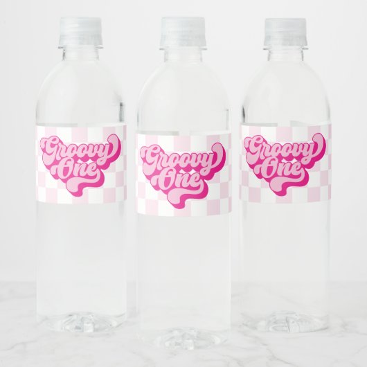 Étiquette Pour Bouteilles D'eau Chèque Super rétro rose et blanc (Bouteilles)