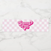 Étiquette Pour Bouteilles D'eau Chèque Super rétro rose et blanc (Étiquettes simples)