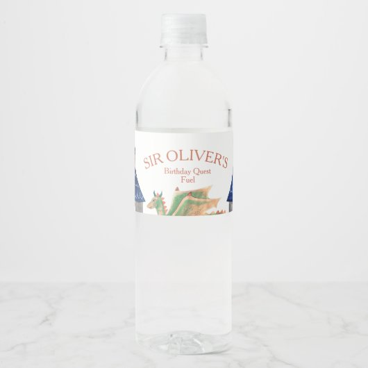 Étiquette Pour Bouteilles D'eau Chevalier et Dragon (Devant)