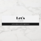Étiquette Pour Bouteilles D'eau Chic Black White Fêtons l'anniversaire (Étiquettes simples)