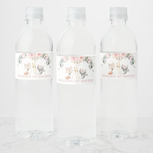 Étiquette Pour Bouteilles D'eau Chic Blush Floral Greenery Woodland 1er anniversai (Bouteilles)