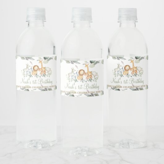 Étiquette Pour Bouteilles D'eau Chic Jungle Animaux Verdure Anniversaire Fête Favo (Bouteilles)