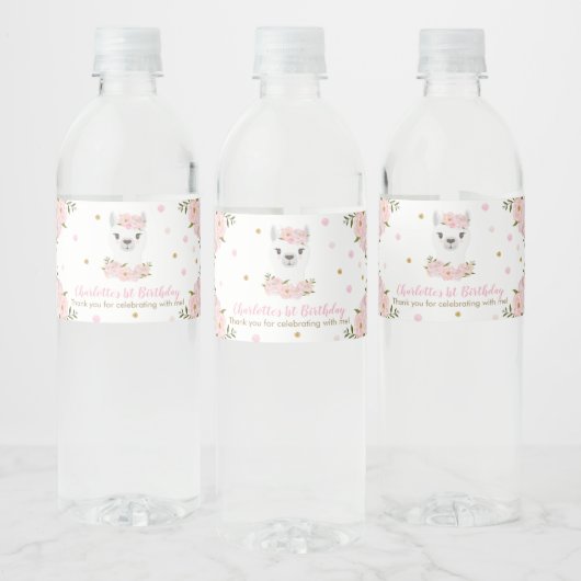 Étiquette Pour Bouteilles D'eau Chic Llama Blush rose Floral fête d'anniversaire F (Bouteilles)