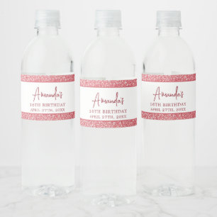 Étiquette Pour Bouteilles D'eau Chic Rose Parties scintillant goutte d'or doux 16