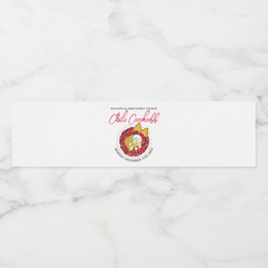 Étiquette Pour Bouteilles D'eau Chilli Soupe Concours de cuisine Concours de soupe (Étiquettes simples)